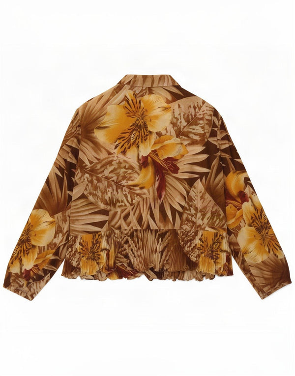 Chaqueta blazer vintage de 5 botones para mujer UK 46 Large Brown Floral