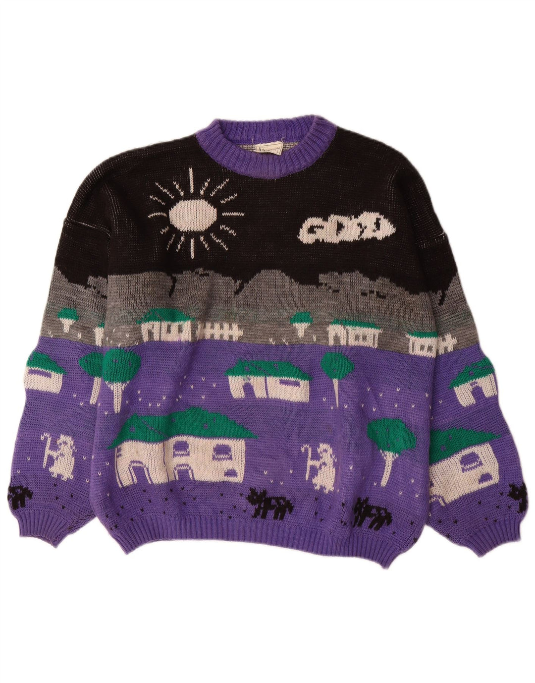 ALTA MODA Suéter tipo jersey con cuello redondo para mujer UK 40 Grande Púrpura Colorblock