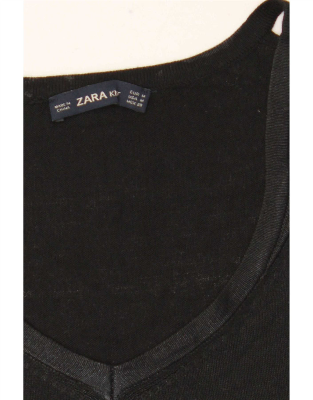 Zara Mujer Top Manga Larga Mediano Negro