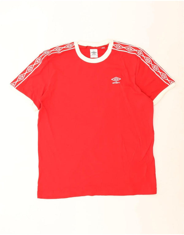 UMBRO Camiseta gráfica para hombre Top 2XL Rojo Colorblock Algodón
