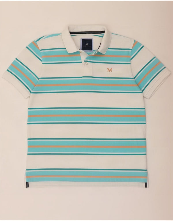 Crew Clothing Polo para hombre de algodón a rayas azul medio