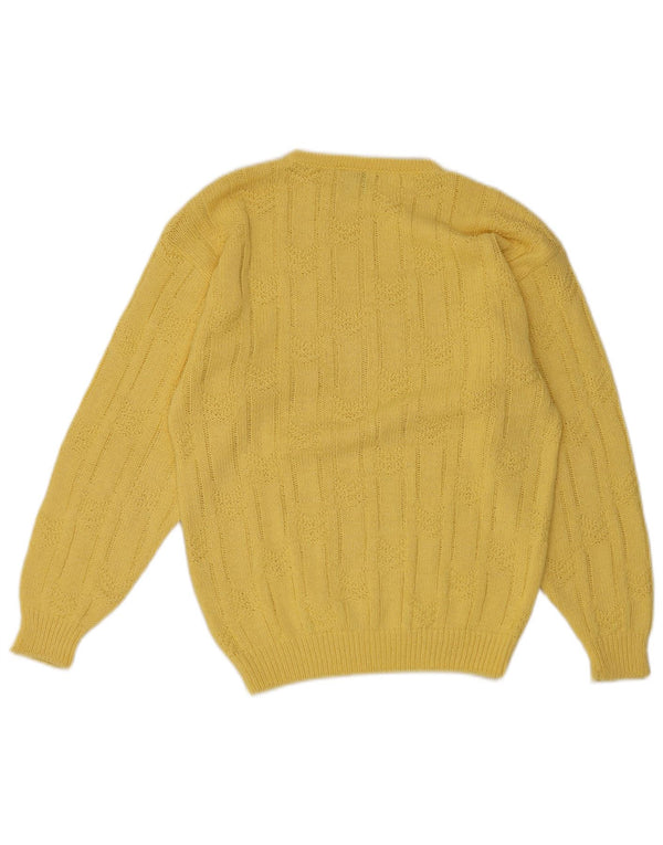 Stefanel Suéter de cuello redondo para mujer UK 10 Small Yellow Geométrico