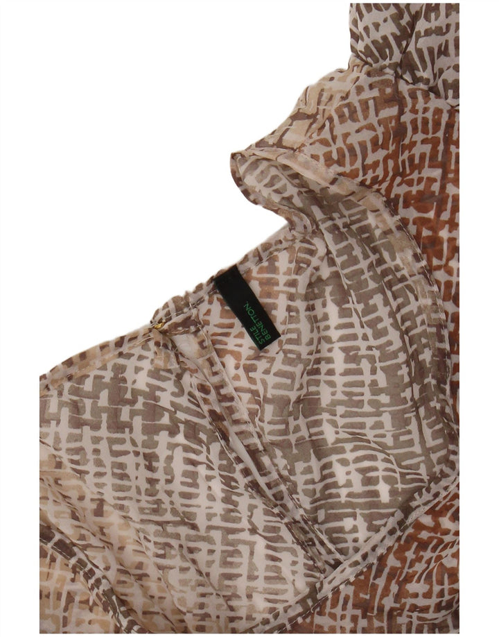 BENETTON Vestido acampanado con alas de murciélago para mujer UK 42 Medium Beige Check