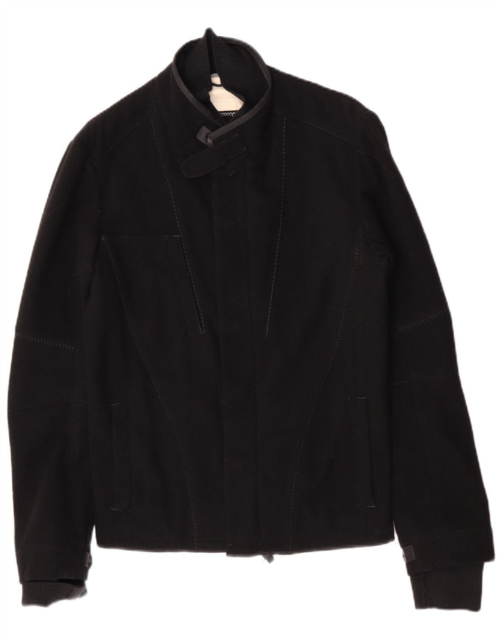 Marithe Francois Girbaud Chaqueta Bomber para Hombre UK 38 Mediana Lana Virgen Negra