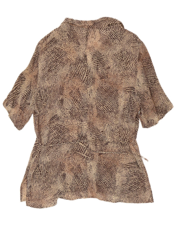 Perte by Krizia Blusa para mujer UK 46 Large Marrón Animal Print Viscosa