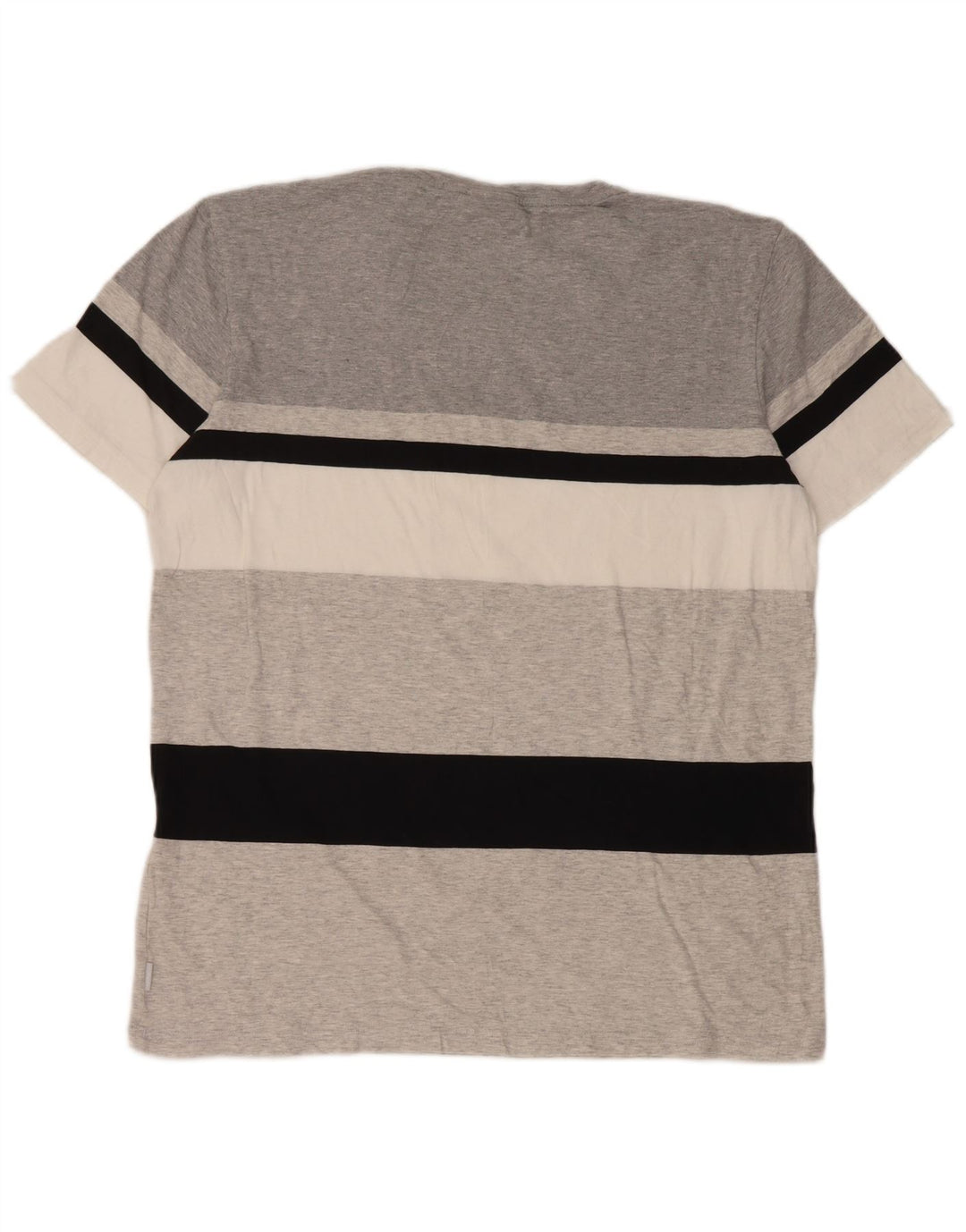 Adidas Hombre Camiseta Top Grande Gris Rayas Algodón