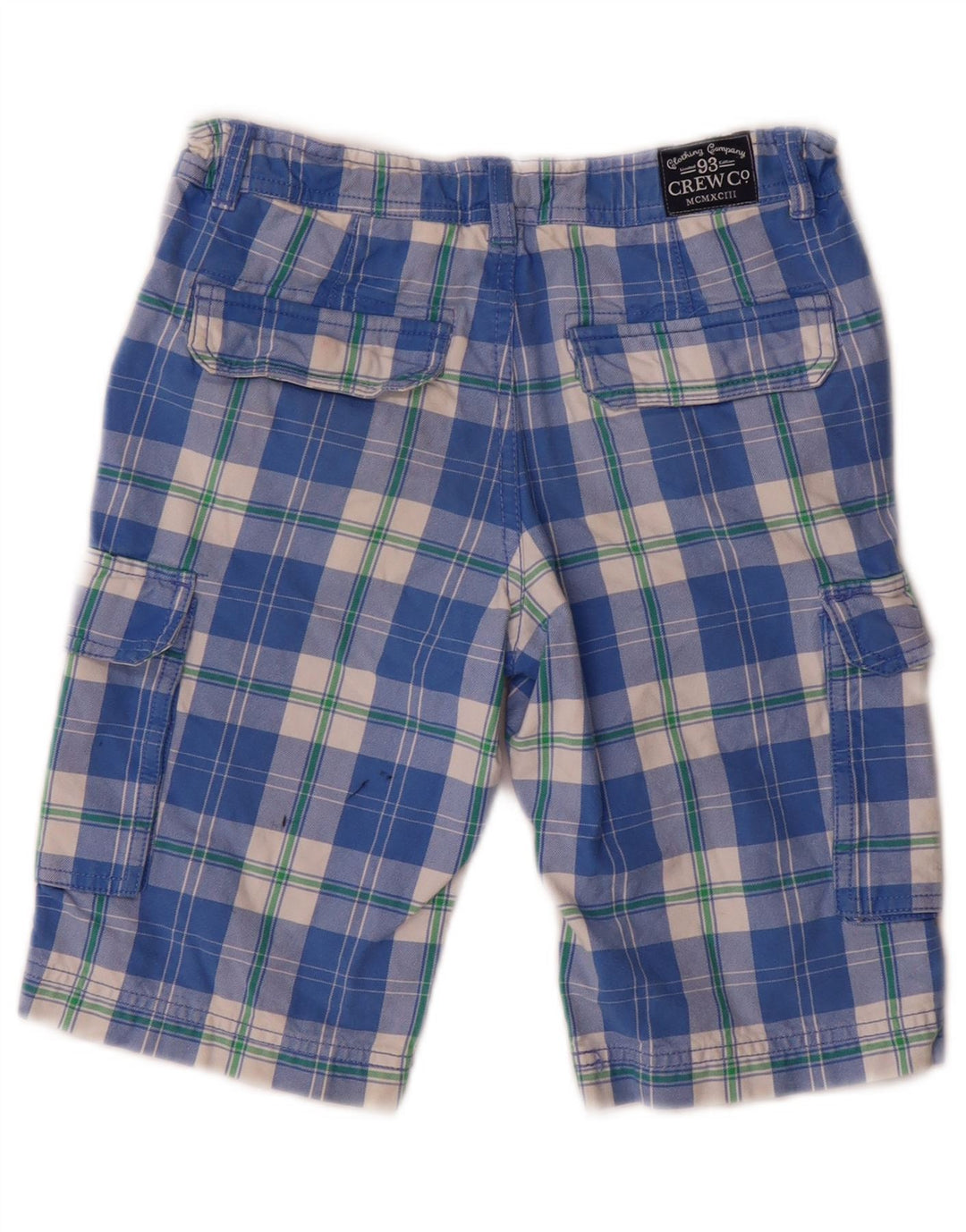Crew Clothing Pantalones cortos tipo cargo para niños 8-9 años W24 Algodón a cuadros azules