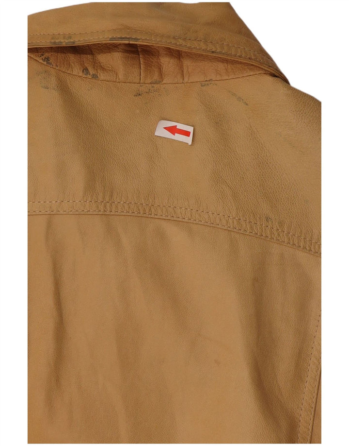 Stefanel Chaqueta de cuero para mujer UK 44 Cuero beige grande