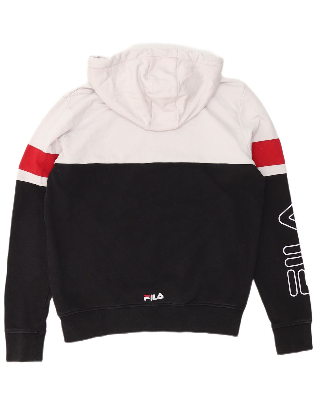 FILA Jersey con capucha gráfica para hombre XS Algodón color block negro