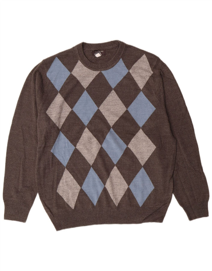 Dockers Suéter De Cuello Redondo Para Hombre Grande Gris Argyle/Diamante Acrílico