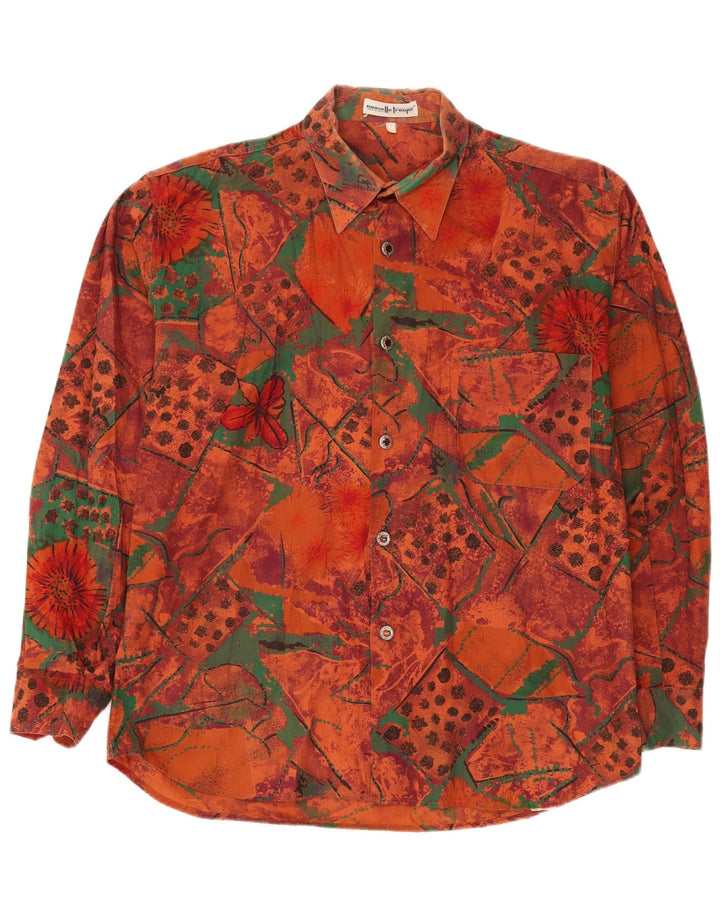 Camisa vintage para hombre grande patchwork naranja