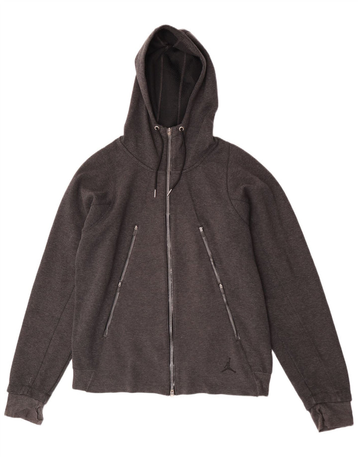 Jordan - Sudadera con capucha y cremallera para hombre, talla grande, algodón gris