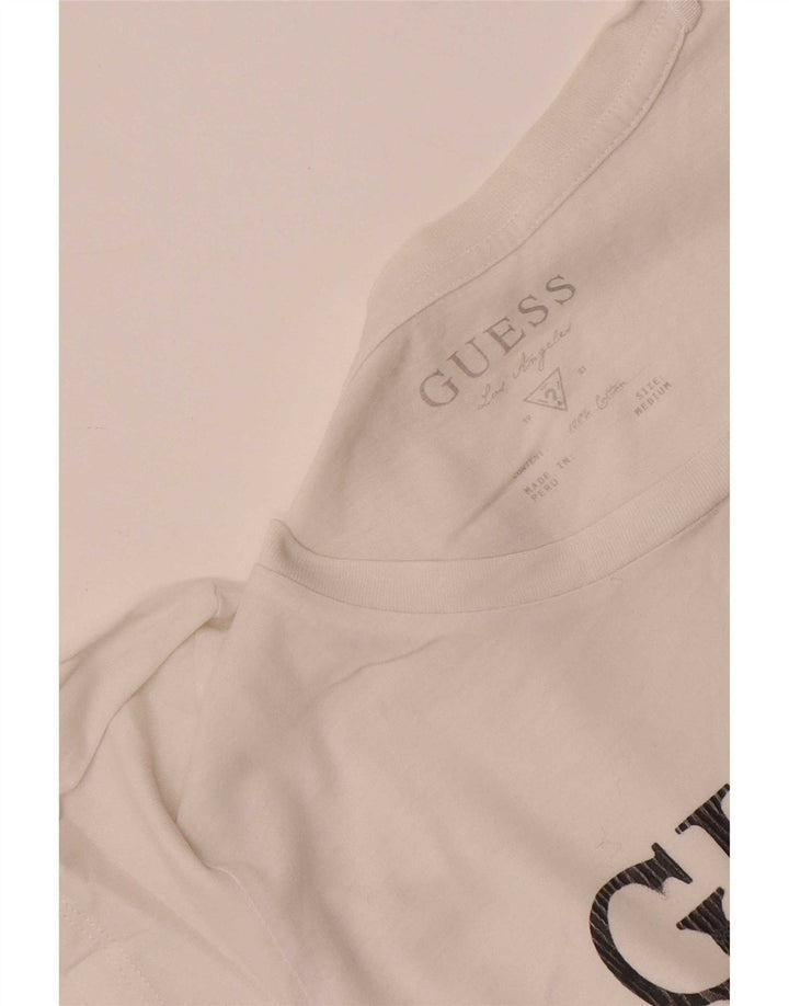 Guess Camiseta gráfica para mujer Top UK 12 Medium White