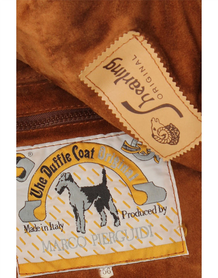 Vintage hombres shearling chaqueta IT 56 3XL marrón shearling