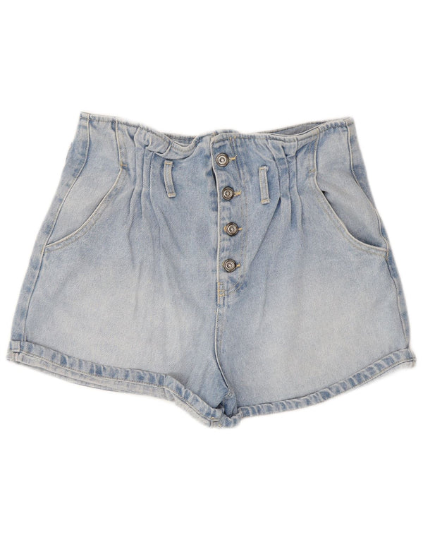 Zara Pantalones cortos vaqueros de cintura alta para mujer EU 38 Small W28 Algodón azul