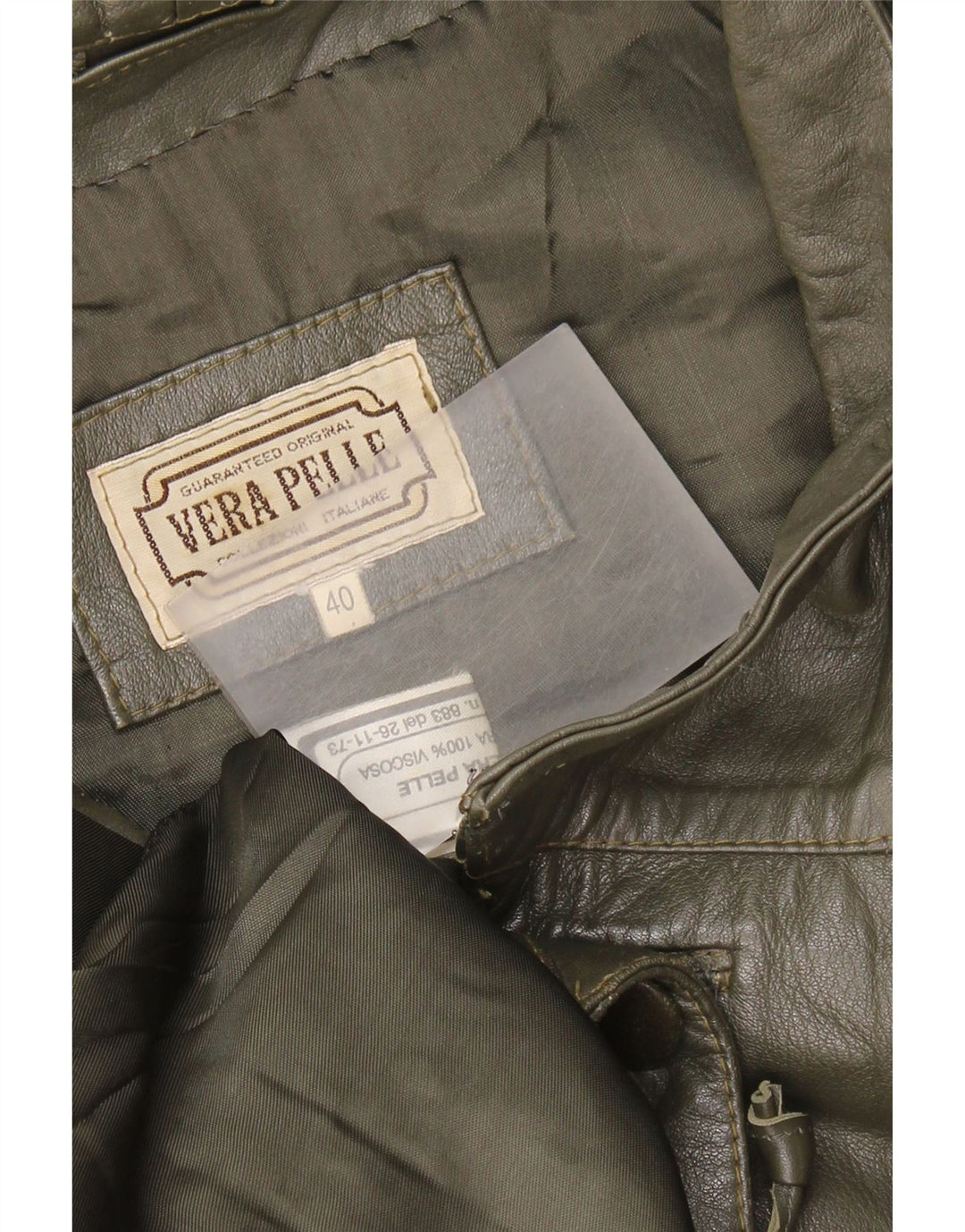 Abrigo de cuero vintage de gran tamaño para mujer IT 40 Cuero color block verde pequeño