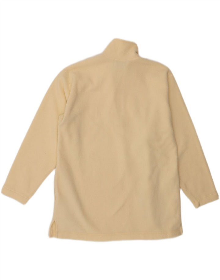 VINTAGE Jersey de forro polar con cuello con cremallera para hombre mediano blanco roto