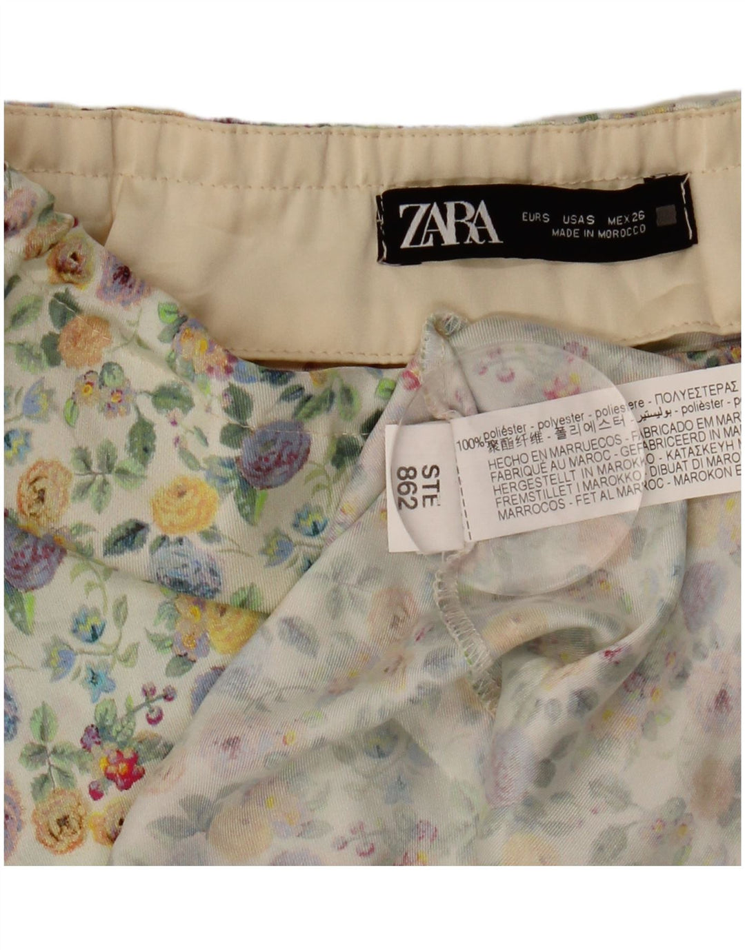 Zara Falda Maxi De Cintura Alta Para Mujer Pequeña W26 Poliéster Floral Multicolor