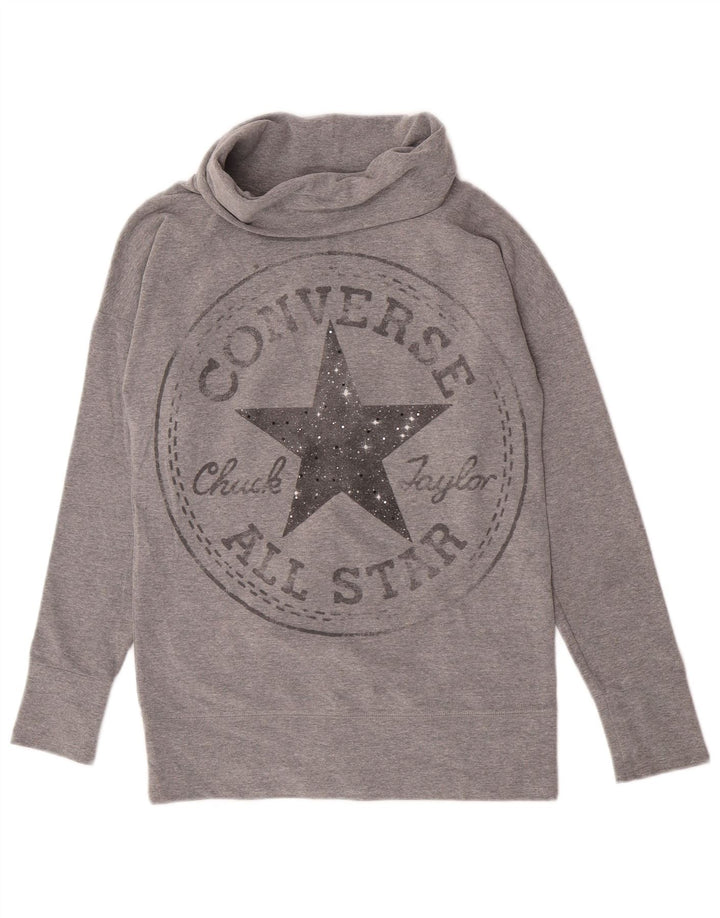 Converse - Sudadera gráfica para mujer, talla 10, algodón gris pequeño