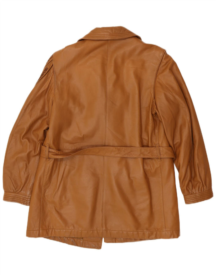 LA MATTA Womens Leather Coat UK 14 Medium Brown