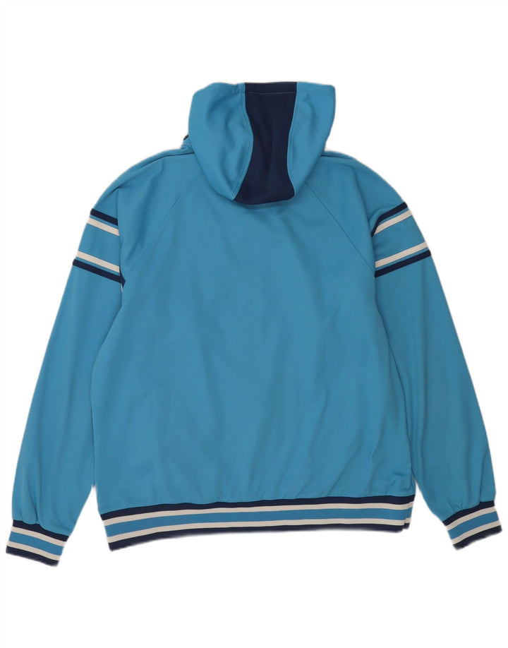 Asics - Chaqueta de chándal con capucha para hombre, poliéster a rayas azules grandes