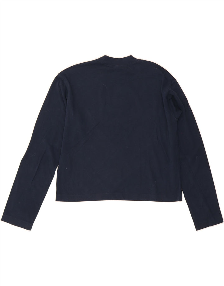CHAMPION Womens Oversized Crop Top Long Sleeve UK 10 Small Navy Blue Vintage Champion and Second-Hand Champion from Messina Hembry 