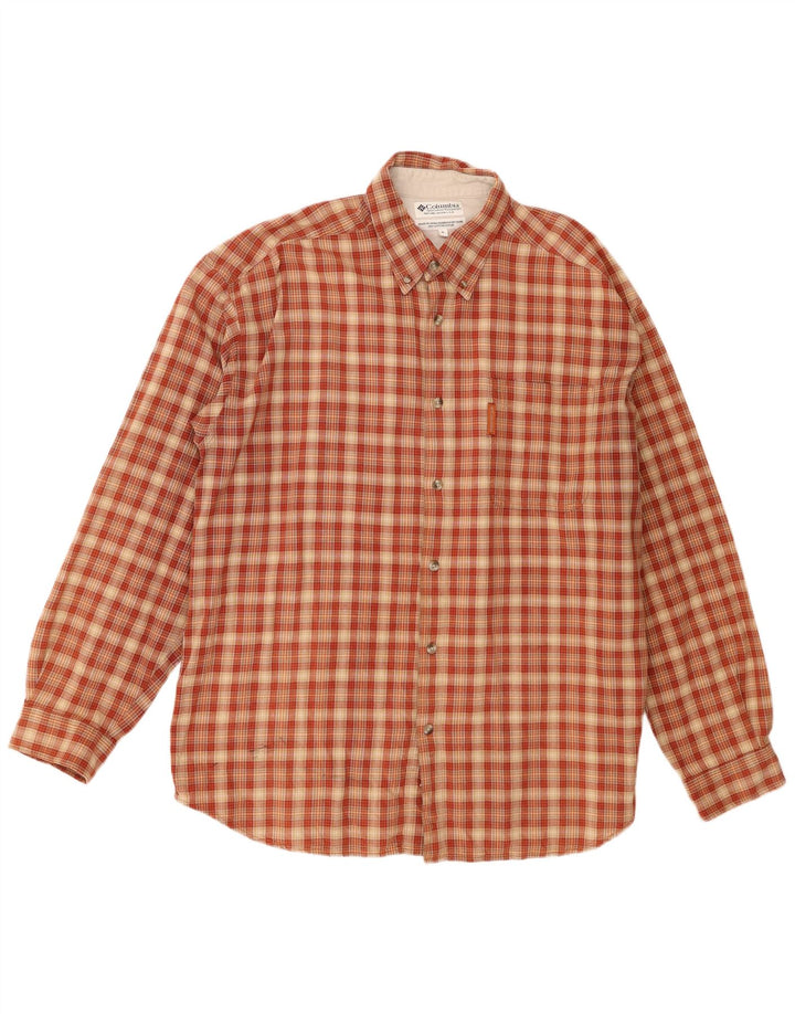 Columbia Camisa de franela para hombre XL Algodón a cuadros naranja