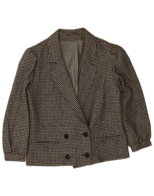 Vintage mujer chaqueta blazer de doble pecho IT 46 pata de gallo negra grande