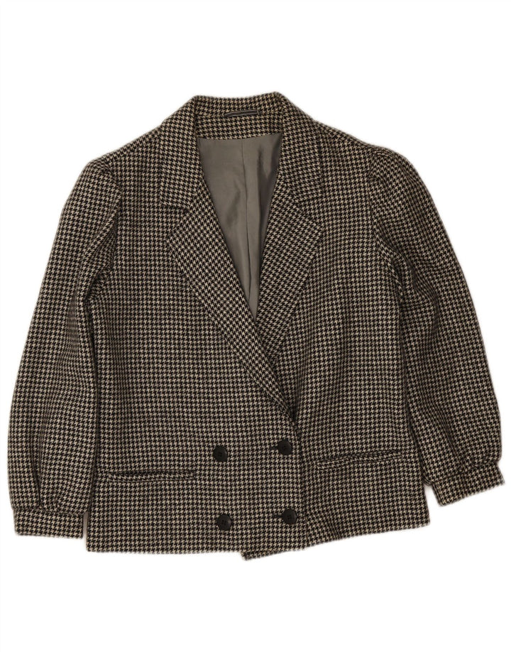 Vintage mujer chaqueta blazer de doble pecho IT 46 pata de gallo negra grande