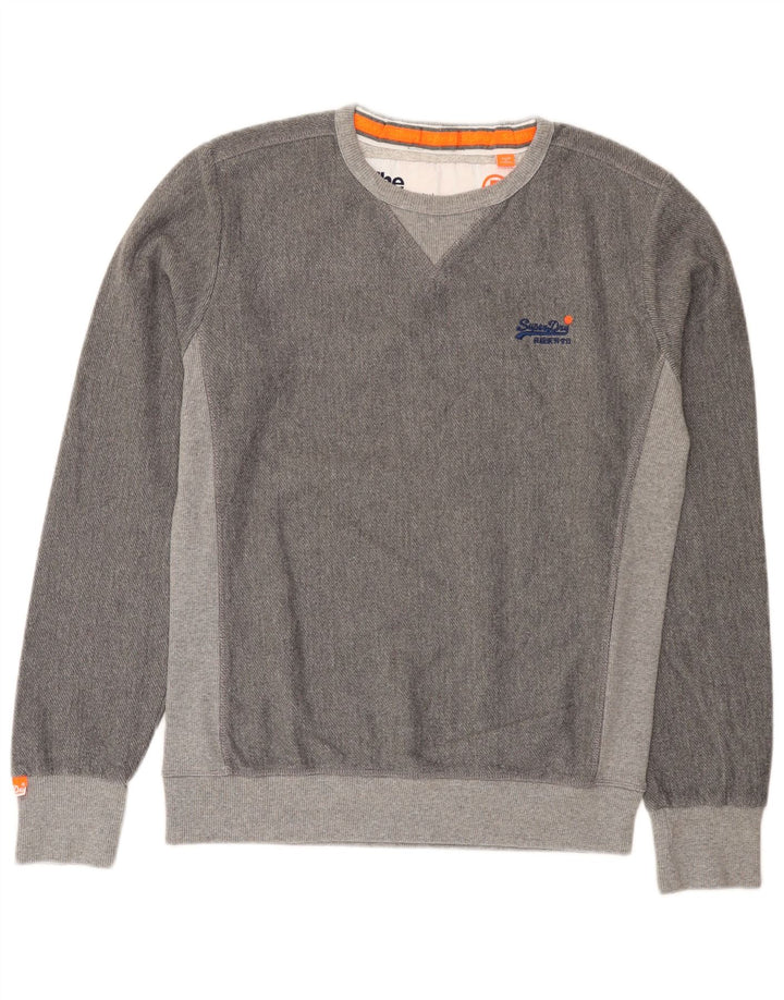 Superdry Hombre Sudadera Jumper Poliéster Color Block Gris Medio