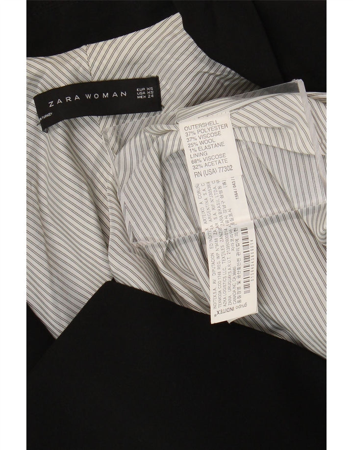 Zara Mujer Chaqueta Blazer De 1 Botón UK 6 XS Poliéster Negro