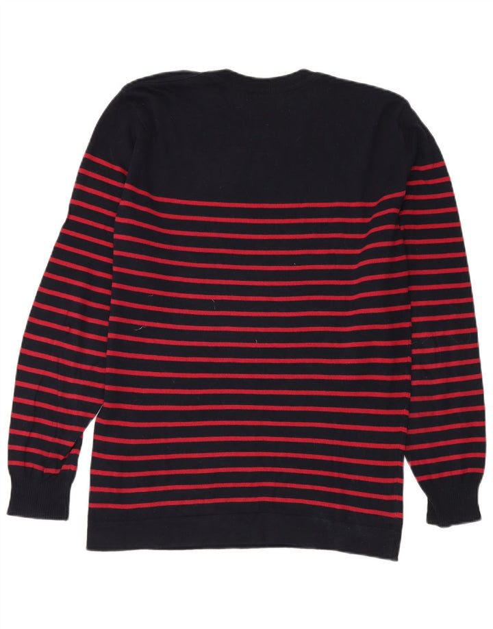 Zara Hombre Jersey De Cuello Redondo Jersey De Algodón A Rayas Azul Marino Medio
