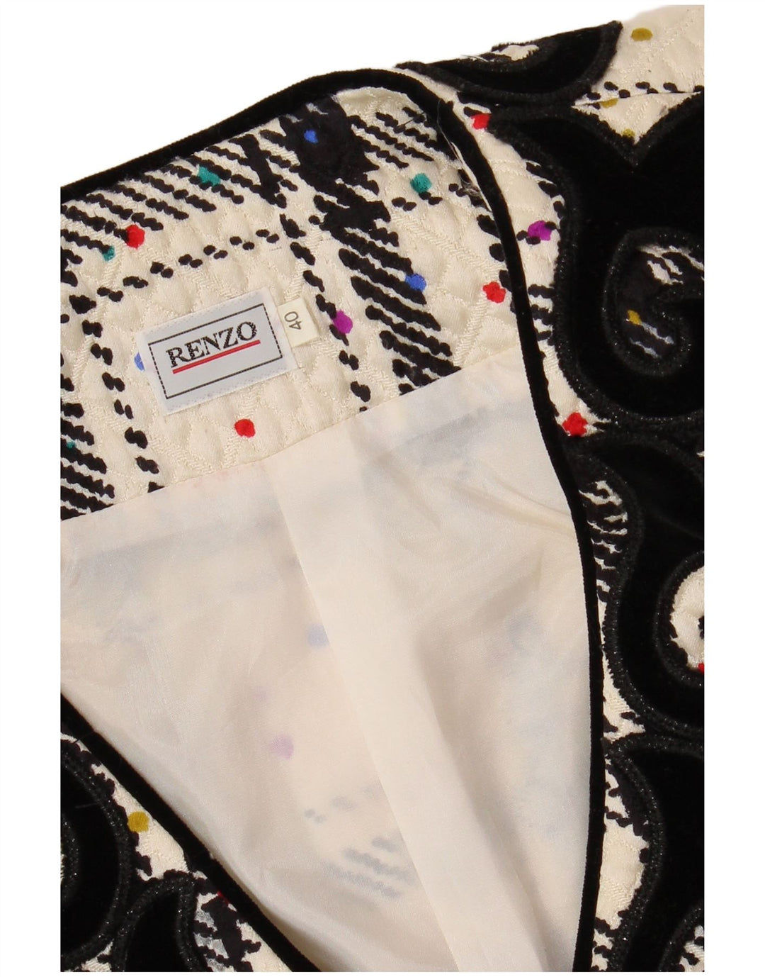 RENZO Chaqueta tipo blazer extragrande para mujer IT 40 Small Off White Check