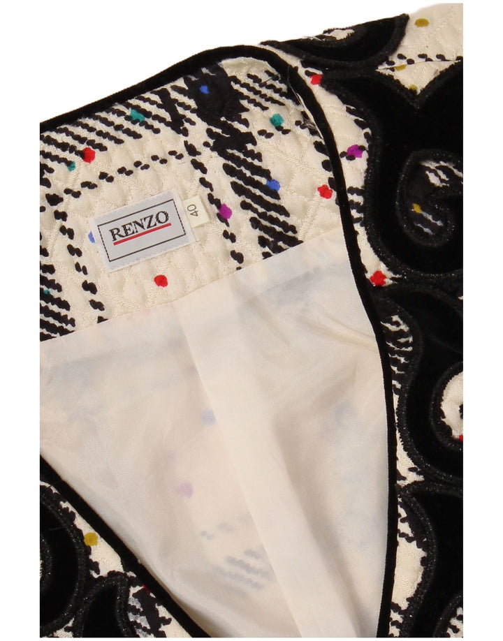 RENZO Chaqueta tipo blazer extragrande para mujer IT 40 Small Off White Check