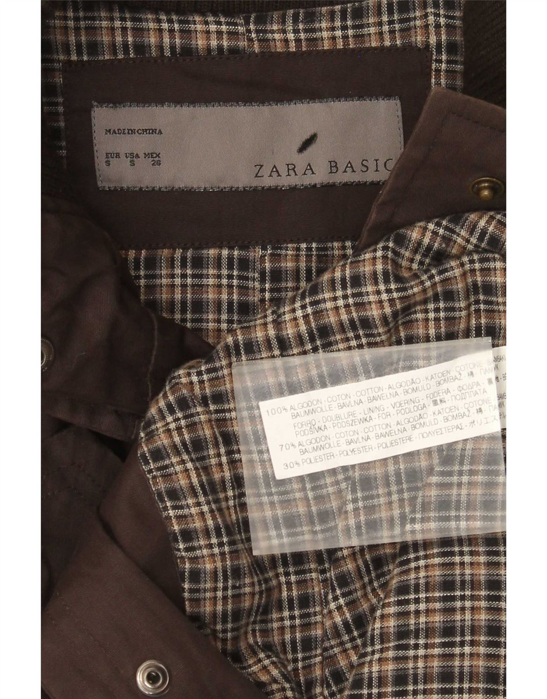 Zara Mujer Chaqueta Utilitaria UK 10 Small Algodón Marrón