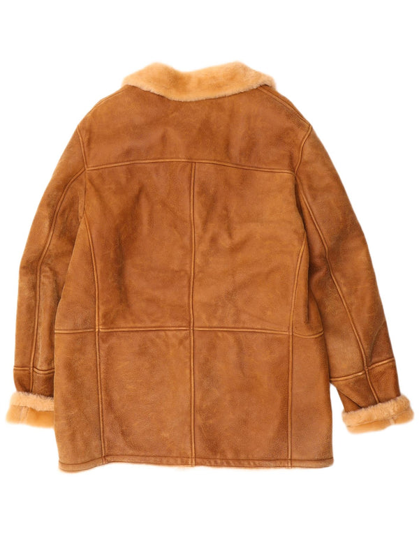 Vintage hombres shearling chaqueta Reino Unido 40 marrón grande