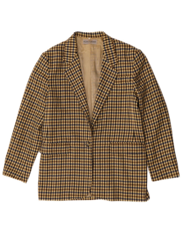 ALBA FORNARI Chaqueta tipo blazer larga para mujer UK 44 Medium Beige Gingham