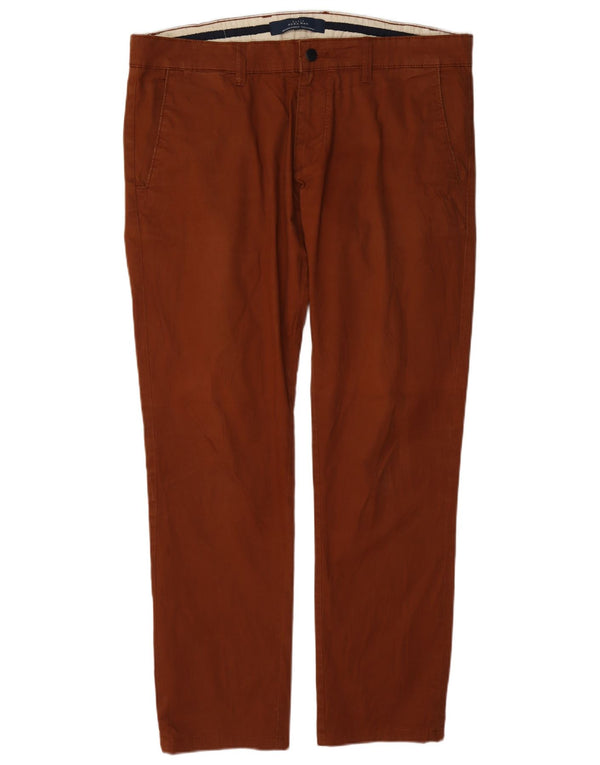 Zara Pantalón chino recto para hombre EU 44 Large W34 L31 Algodón marrón