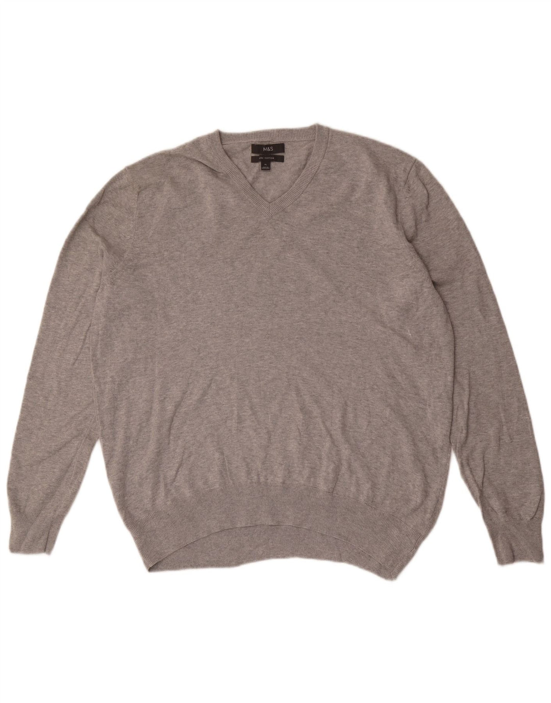 Marks & Spencer Jersey con cuello en V para hombre XL Algodón gris