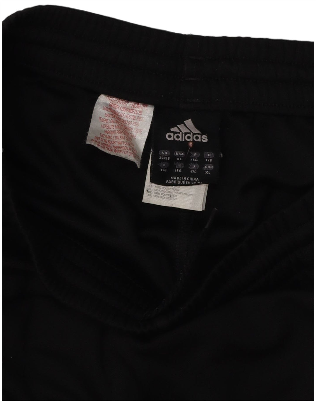 Adidas Pantalones de chándal para niño 15-16 años Negro Colorblock Poliéster