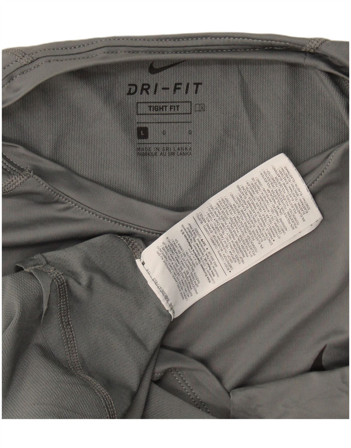 Nike Camiseta ajustada de manga larga para hombre Poliéster gris grande