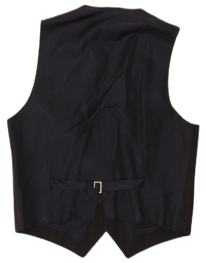 Dolce & Gabbana Chaleco Hombre IT 52 Grande Lana A Rayas Azul Marino