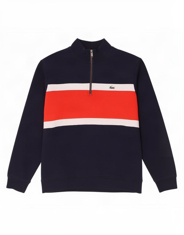 Lacoste Sudadera con cremallera y cuello para hombre, talla 8, 3XL, color azul marino