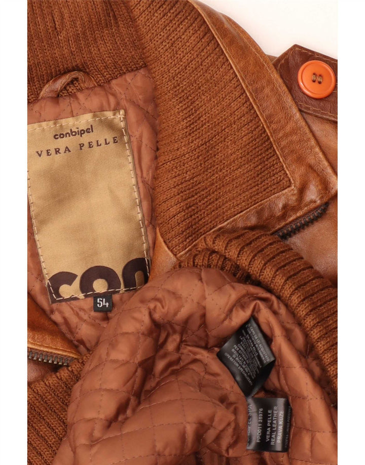 Conbipel Chaqueta Militar De Cuero Hombre IT 54 XL Marrón
