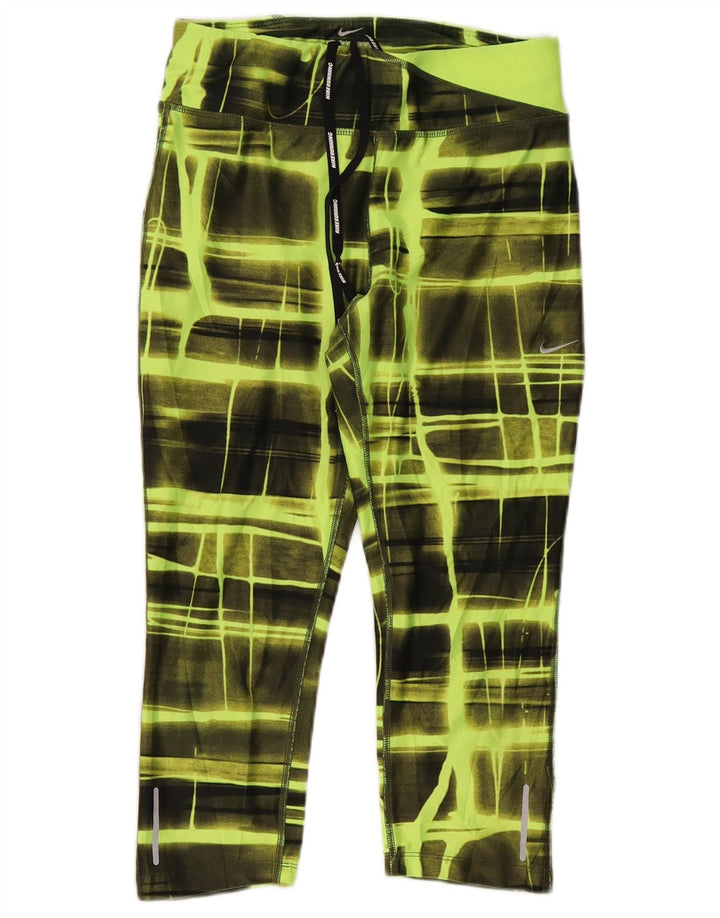 Nike Pantalones de chándal Dri Fit para Mujer UK 8 Small Green Check Poliéster
