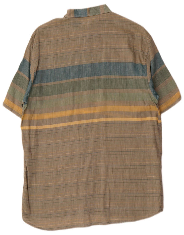 Vintage hombres manga corta camisa tamaño 41 16 grande multicolor rayas