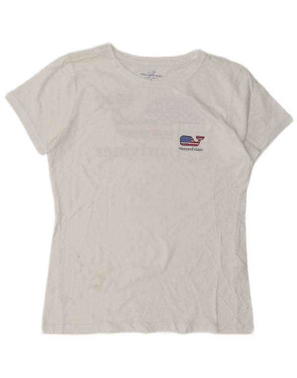 VINEYARD VINES Camiseta gráfica para mujer Top UK 10 Small White Cotton