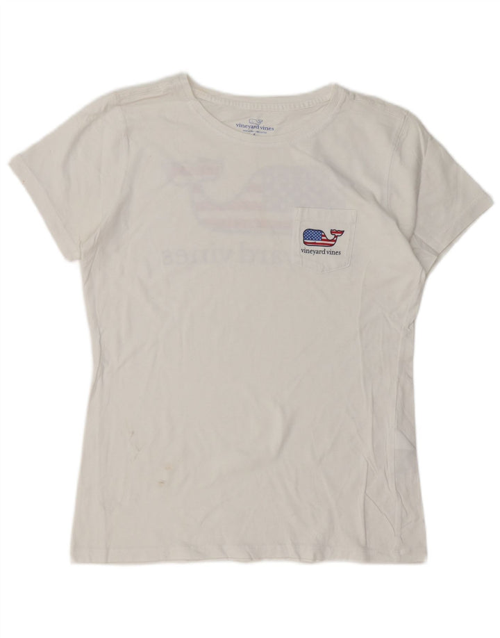 VINEYARD VINES Camiseta gráfica para mujer Top UK 10 Small White Cotton