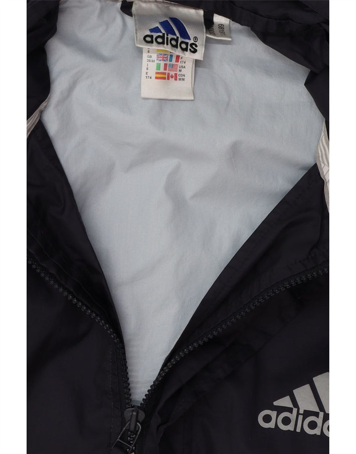 ADIDAS Chaqueta impermeable con capucha para hombre UK 38/40 Medium Azul marino Colorblock