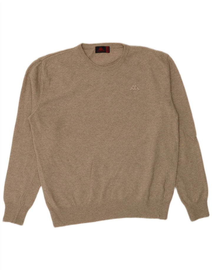 Kappa Hombre Jersey Con Cuello Redondo De Lana De Cordero Beige Medio